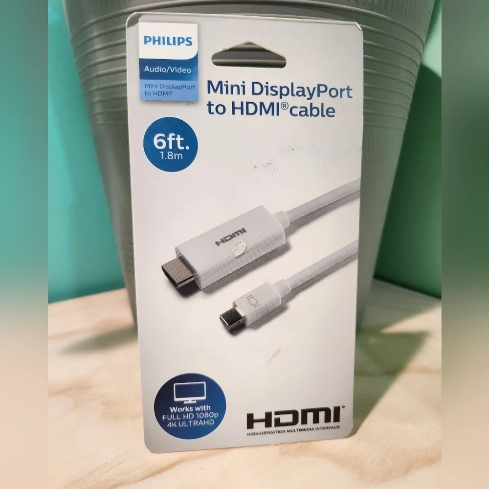 New Philips White HDMI Cable 6ft